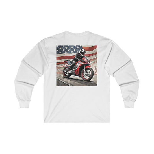 Rev Up Motorcycle Flag Unisex Ultra Cotton Long Sleeve Tee